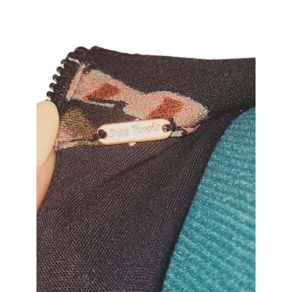 Free People Stella Mini Dress Womens *Medium Black Long Sleeve Boho Mock neck - Picture 3 of 7